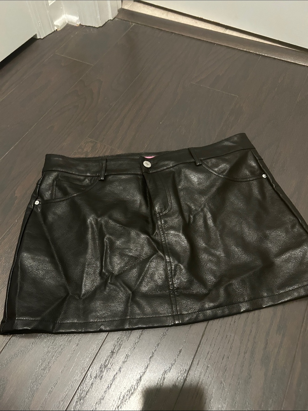 Black Faux Leather Mini Skirt - Unbranded